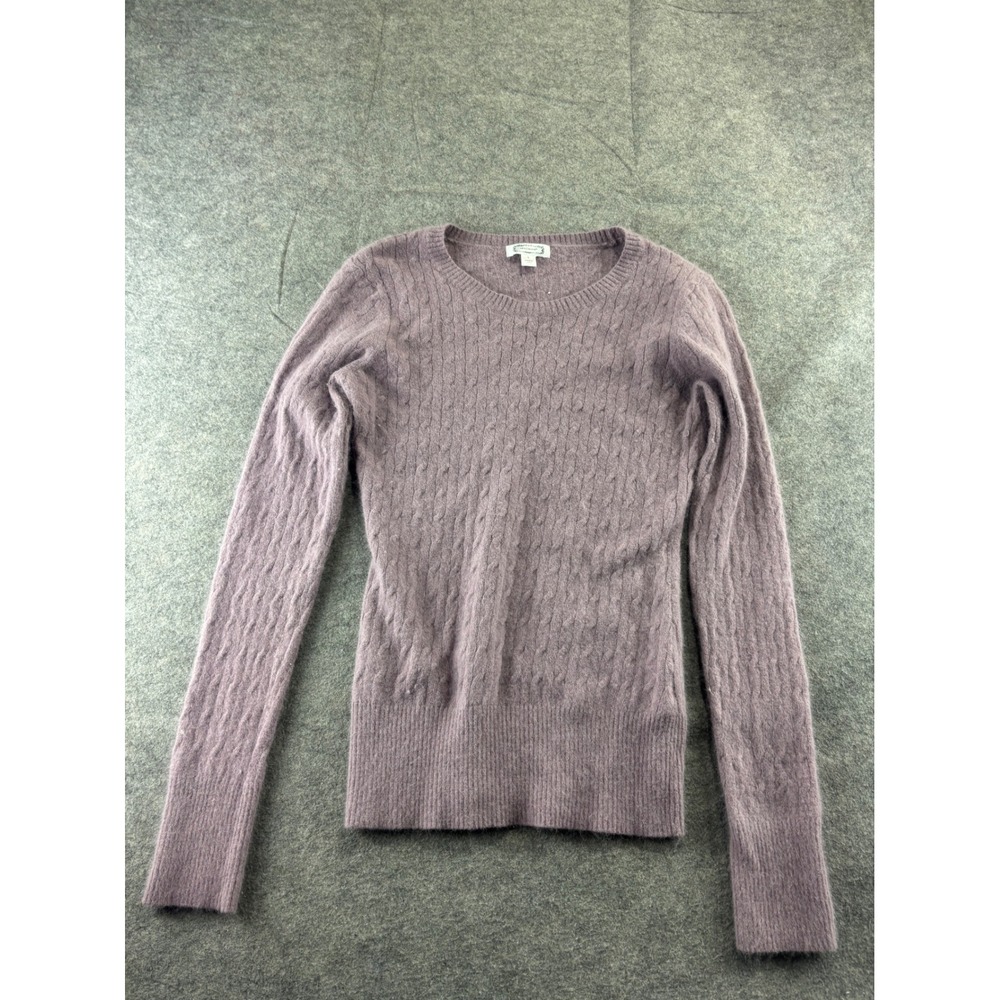 Aphorism Mauve Angora Lambswool Cable Knit Sweater Purple Womens L Prep Academia